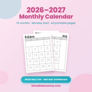 2026 to 2027 monthly printable calendar showing October, Sunday start, A4 portrait